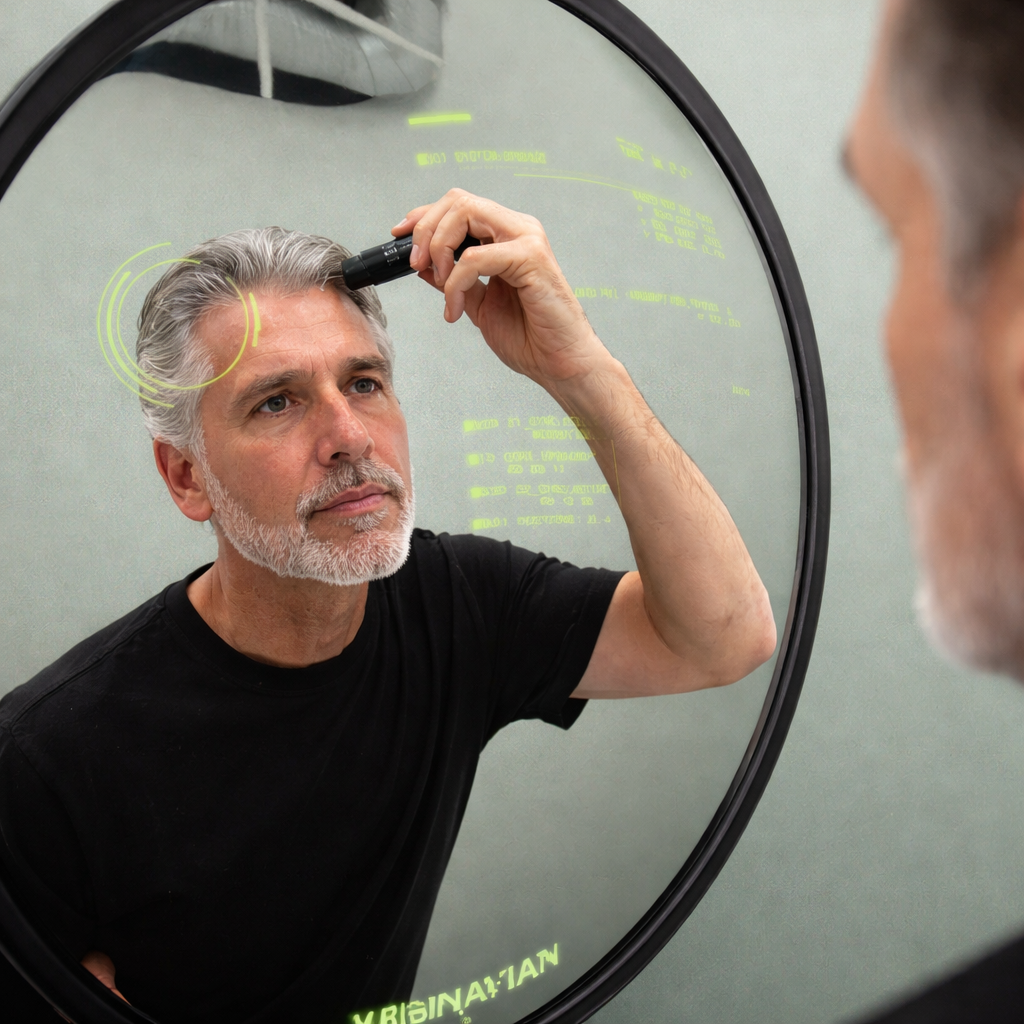 spejl og en ældre herre